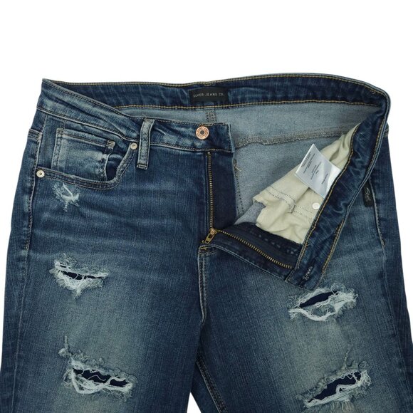 Silver Jeans Beau Denim Distressed Ripped Womens 31x28 Mid Rise Cuffed Hem - Picture 7 of 15